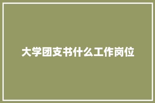 大学团支书什么工作岗位 职场范文