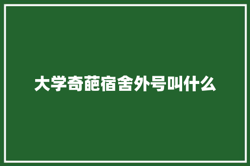 大学奇葩宿舍外号叫什么