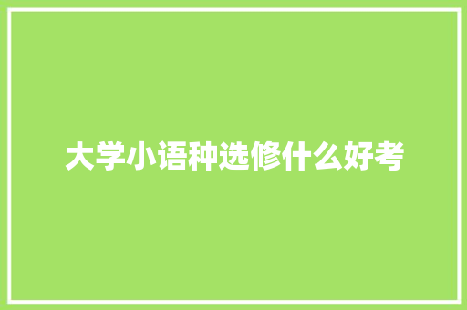 大学小语种选修什么好考 职场范文