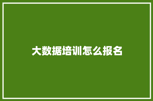 大数据培训怎么报名 报告范文