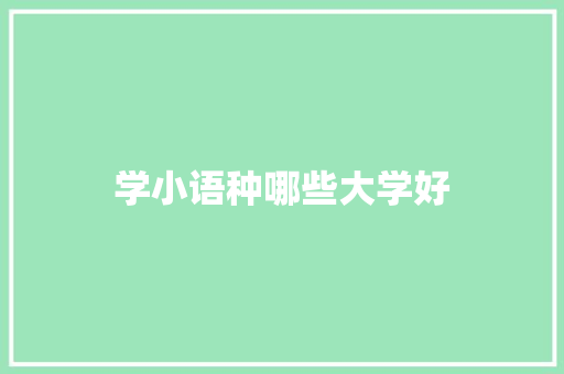 学小语种哪些大学好