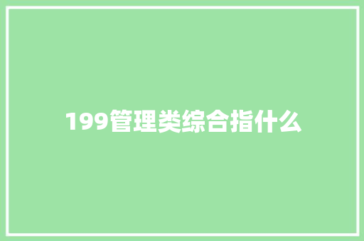 199管理类综合指什么