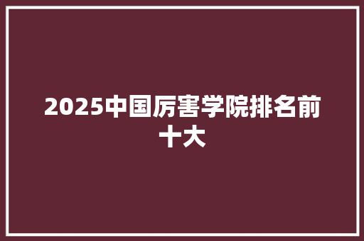 2025中国厉害学院排名前十大 论文范文