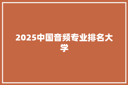 2025中国音频专业排名大学