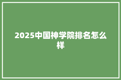 2025中国神学院排名怎么样 会议纪要范文