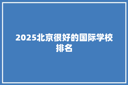 2025北京很好的国际学校排名 简历范文