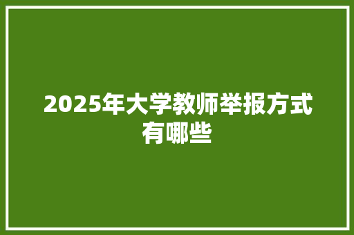 2025年大学教师举报方式有哪些