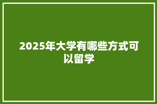 2025年大学有哪些方式可以留学