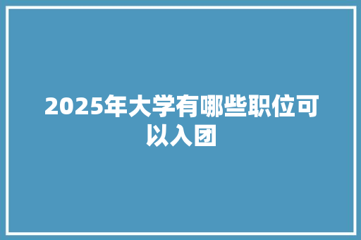 2025年大学有哪些职位可以入团