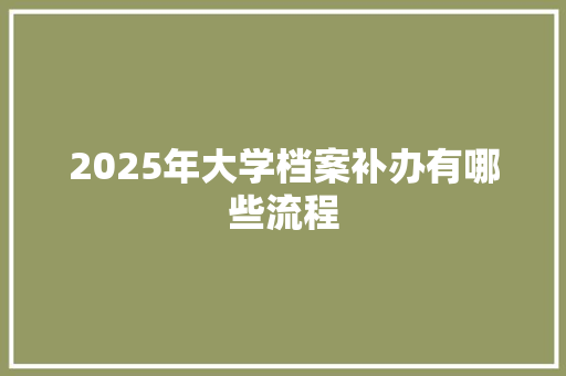 2025年大学档案补办有哪些流程