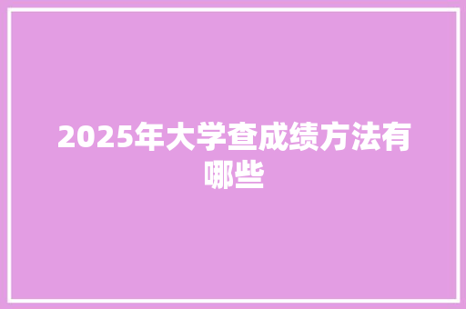 2025年大学查成绩方法有哪些