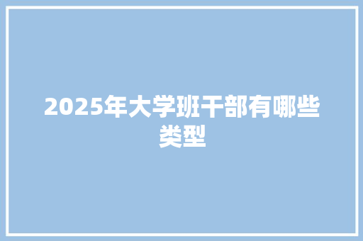 2025年大学班干部有哪些类型