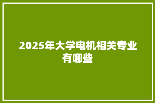 2025年大学电机相关专业有哪些