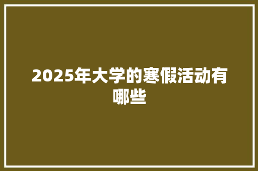 2025年大学的寒假活动有哪些