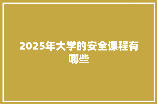 2025年大学的安全课程有哪些