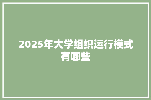 2025年大学组织运行模式有哪些