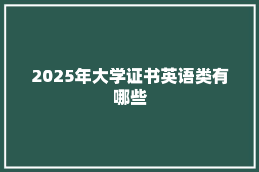 2025年大学证书英语类有哪些