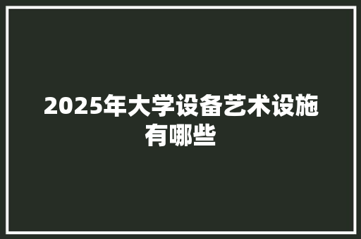 2025年大学设备艺术设施有哪些