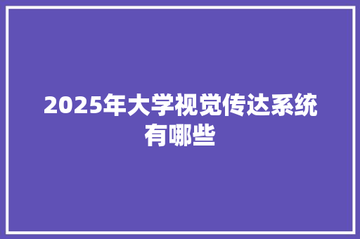 2025年大学视觉传达系统有哪些 未命名