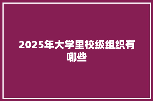 2025年大学里校级组织有哪些