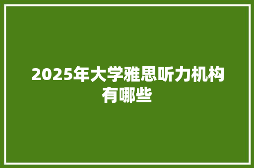 2025年大学雅思听力机构有哪些