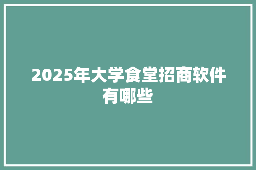 2025年大学食堂招商软件有哪些 未命名