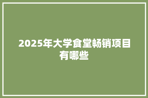 2025年大学食堂畅销项目有哪些