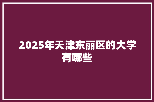 2025年天津东丽区的大学有哪些 未命名