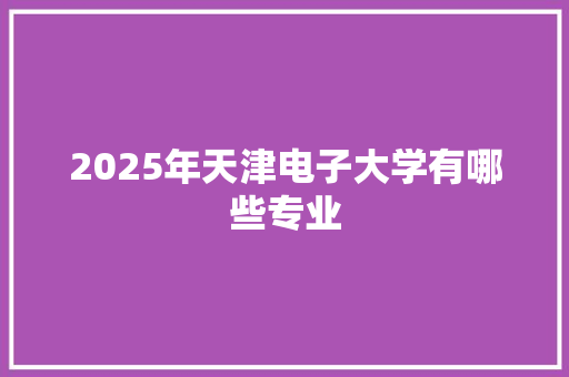 2025年天津电子大学有哪些专业