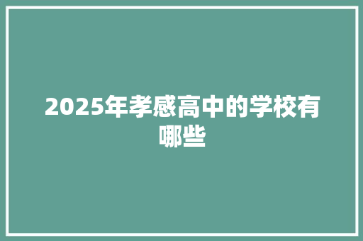 2025年孝感高中的学校有哪些