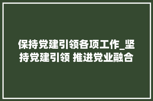 保持党建引领各项工作_坚持党建引领 推进党业融合 论文范文