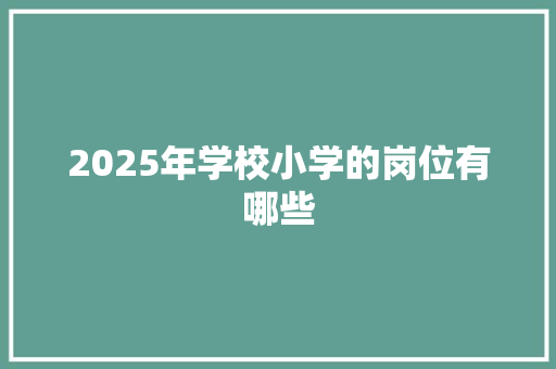 2025年学校小学的岗位有哪些