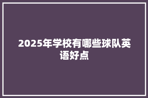 2025年学校有哪些球队英语好点 未命名