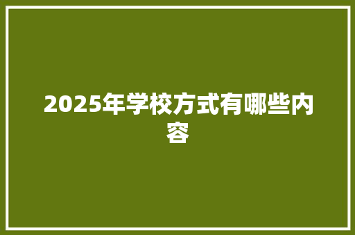 2025年学校方式有哪些内容