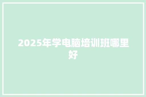 2025年学电脑培训班哪里好