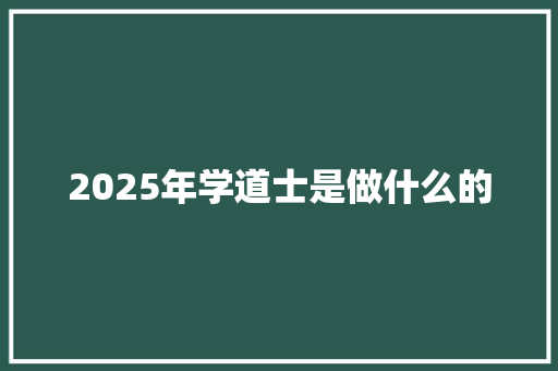 2025年学道士是做什么的