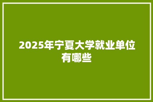 2025年宁夏大学就业单位有哪些