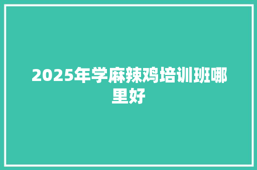 2025年学麻辣鸡培训班哪里好