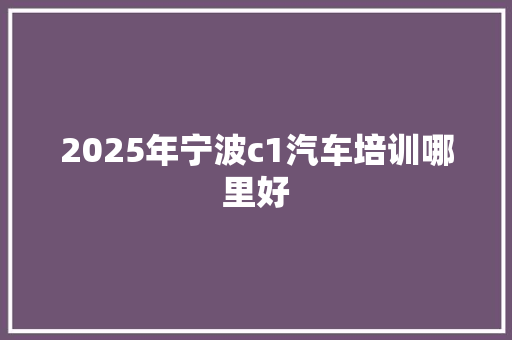 2025年宁波c1汽车培训哪里好 未命名