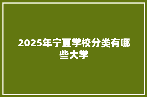 2025年宁夏学校分类有哪些大学