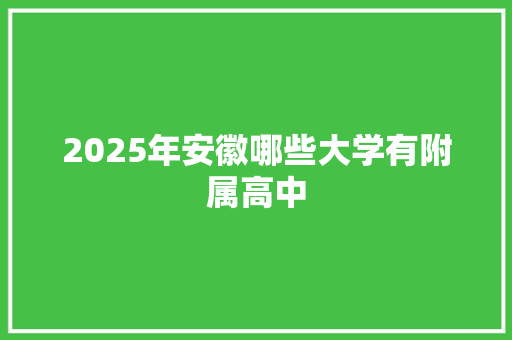 2025年安徽哪些大学有附属高中 未命名