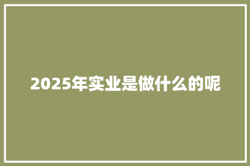 2025年实业是做什么的呢