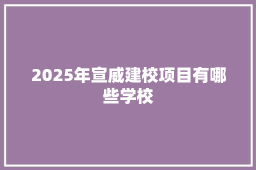 2025年宣威建校项目有哪些学校 未命名