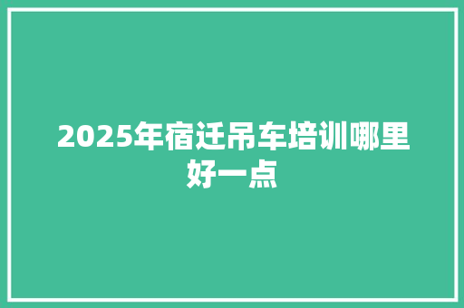 2025年宿迁吊车培训哪里好一点