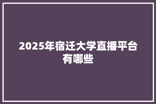 2025年宿迁大学直播平台有哪些