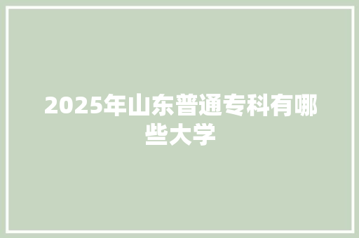 2025年山东普通专科有哪些大学 未命名