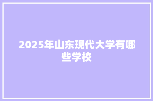 2025年山东现代大学有哪些学校