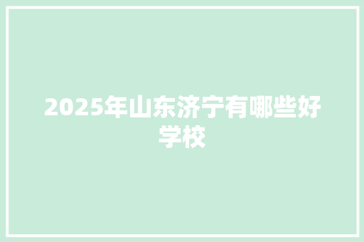 2025年山东济宁有哪些好学校