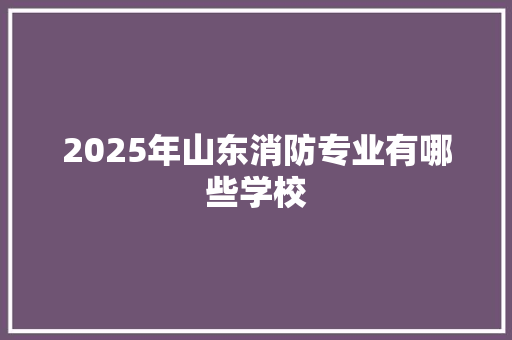 2025年山东消防专业有哪些学校