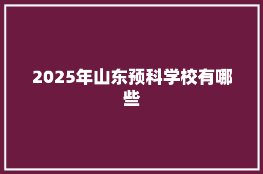 2025年山东预科学校有哪些